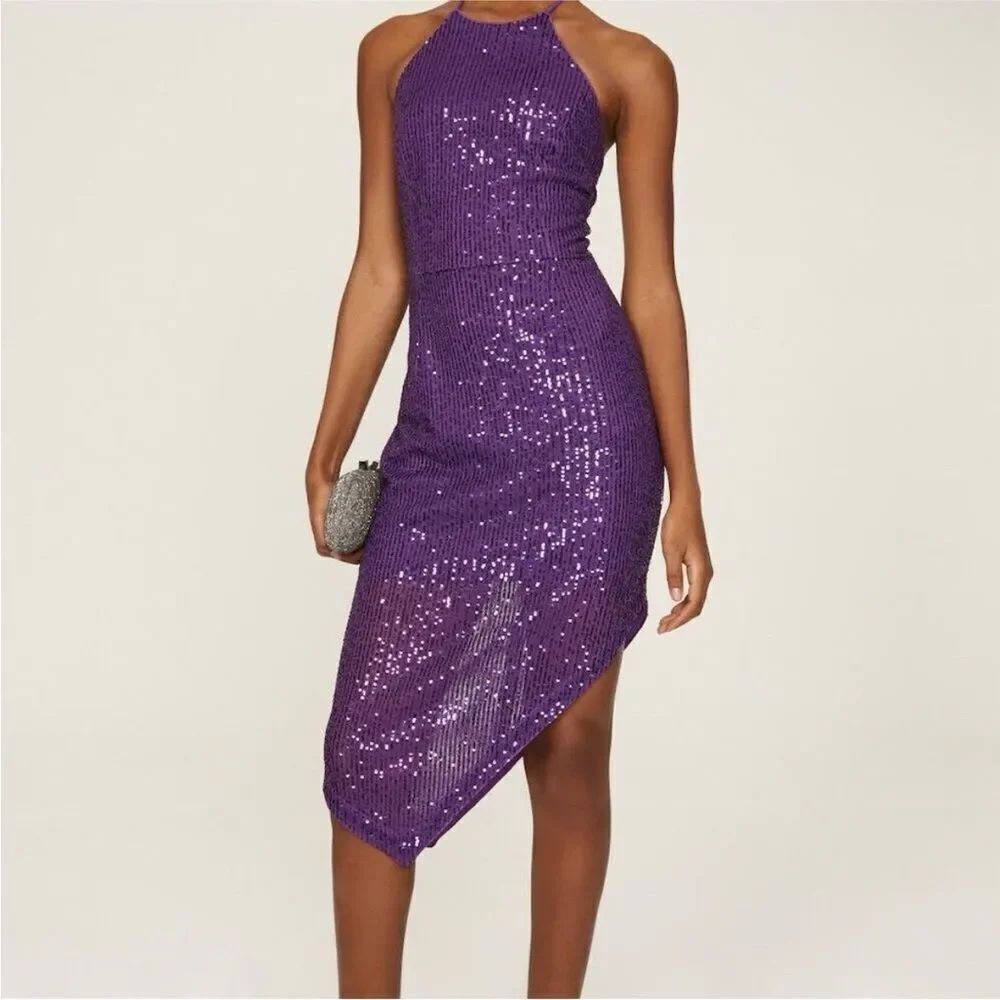 TOCCIN X RTR | Purple Sequin Asymmetrical Dress Women’s Size 8